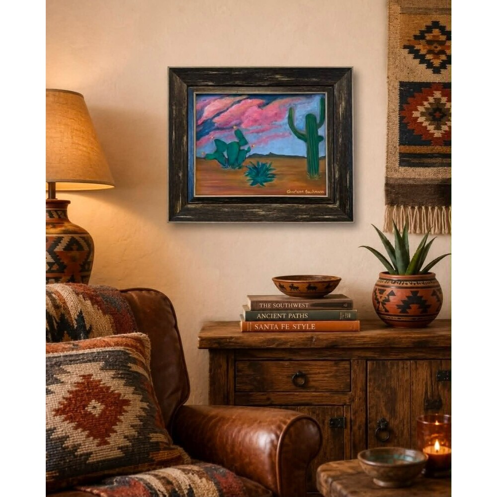 Original Oil Painting Framed Signed Desert Landscape Impressionist Wall Art
